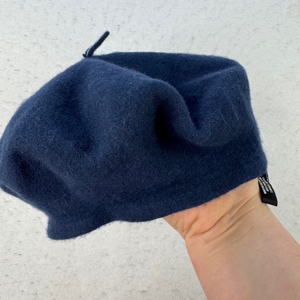 Parkhurst Wool Beret Hat Womens One Size Blue Made in Canada Parisian Tweed knit